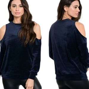 Velour Cold Shoulder Sweatshirt
